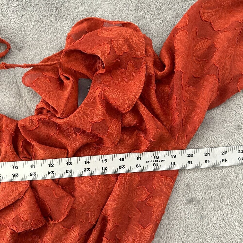 Anthropologie Orange Ruffle Smocked Textured Long Sleeve Blouse Women's SP Small - Picture 5 of 7